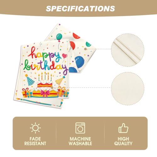 Birthday Candle & Seasonal Table Runner Set - Happy Birthday Home Decor 13x72 Inch