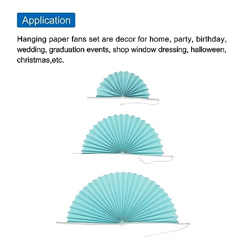 Blue Hanging Paper Fans Party Decorations Set - 6 Pcs for Weddings, Birthdays & Events