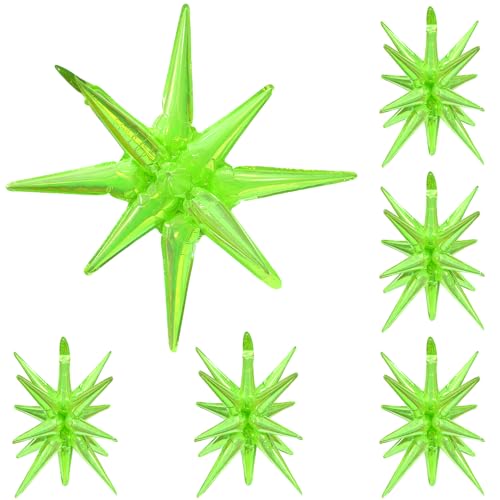 Dazzle Fluorescent Green Spiky Star Balloons - 6 Pack Explosion Party Decor