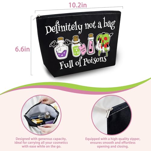 Witchy Makeup Bag for Women - Black Poisons Gothic Witch Gift