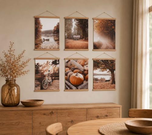 Autumn Landscape Canvas Wall Art Set - Fall Tree & Nature Posters, 16x12 Inches, Unframed - Seasonal Home Decor