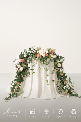 Spring Eucalyptus and Willow Leaf Garland - 9FT Wedding Decor with Pink Garden Blush Variation