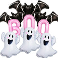 Halloween Foil Balloons Set with Ghost, Bat & Boo Letter Decor - 16 Inch