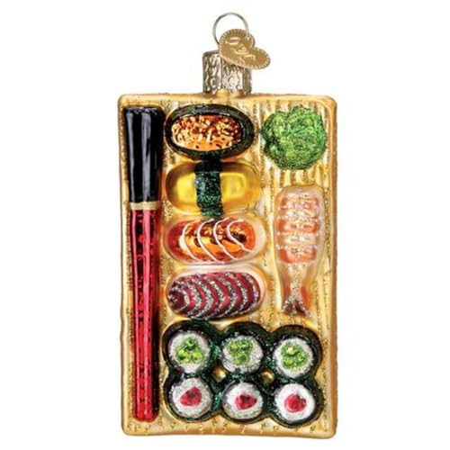 Glass Sushi Platter Christmas Ornament - Hand-Painted Holiday Food Decoration