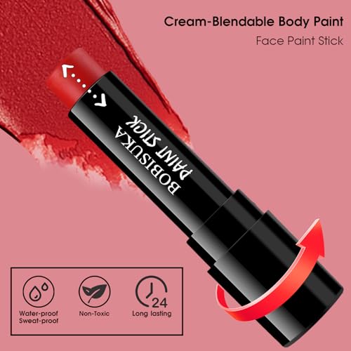 Red Body & Face Paint Stick - Sweatproof Halloween Makeup for Devil Vampire Wound