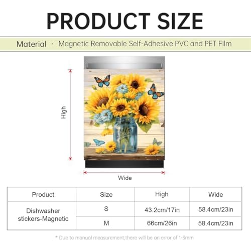 Mason Jar Sunflower Dishwasher Magnet Cover - 23 x 26 Inch Kitchen Decor
