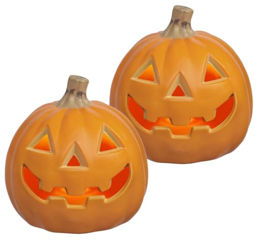 Small LED Light Up Pumpkin - Battery Operated Jack-O-Lantern, 6-inch, 2 Pack