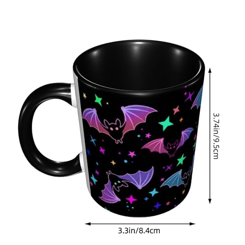 Purple Bat Coffee Mug 11oz Funny Ceramic Tea Cup with Handle - Novelty Gift for Women