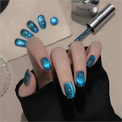 Blue Bubble Cat Eye Gel Nail Polish 16ml - Holographic Glitter Jelly Effect with Magnet - Ocean Mirage