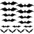 Halloween Bat Magnets Set - 15 Black 3D Refrigerator & Decor Magnets - Multiple Sizes