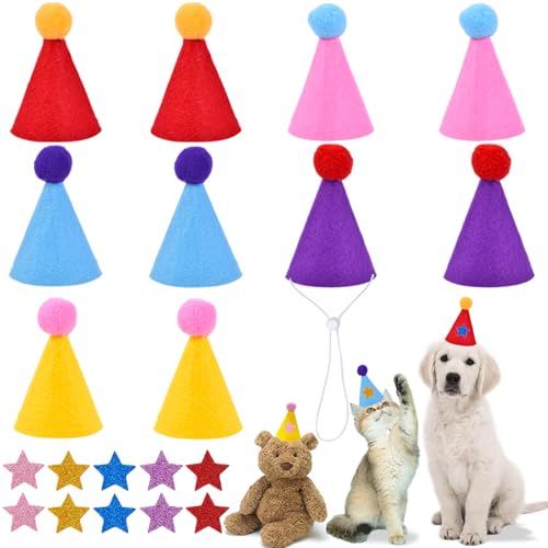 Mini Felt Party Hats for Stuffed Animals & Pets - Multi-Coloured 1 Set