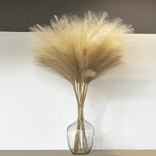 Faux Pampas Grass Tall Decor - 38 Inch, 10 Stems, Beige & Coffee