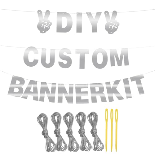 129Pcs Glitter Customizable Banner Kit - Silver Happy Birthday Party Decor