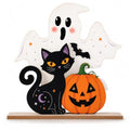 Halloween Wooden Decor Set - Ghost, Black Cat & Pumpkin Farmhouse Table Centerpieces