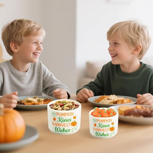 Mini Ceramic Candy Bowls for Autumn Decor, Pumpkin & Maple Leaves, 3.5x2.8 & 3.5x4.3 Inches - Set of 2