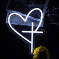 Heart Cross Neon Sign - Dimmable LED Wall Decor for Home and Events