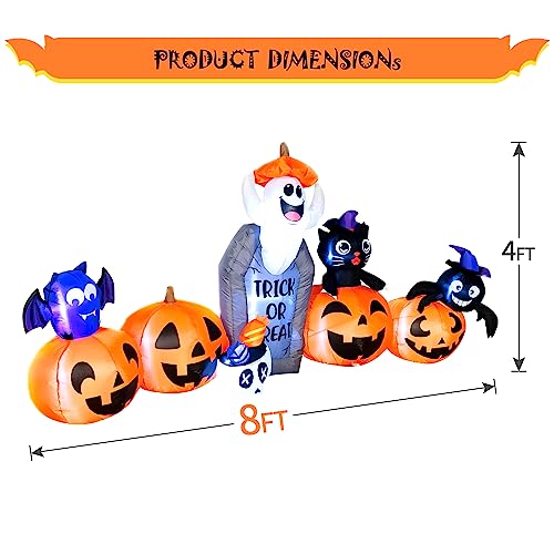 Halloween Inflatable Decorations with LED Lights, Pumpkins, Ghost, Bat & Tombstone Yard Decor