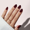 BTArtbox Short Oval Dark Red Press On Nails Kit - Coffee Bean Variation