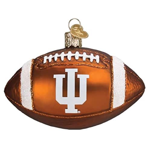 Old World Christmas Indiana Football Glass Blown Ornament - University Collection, Handcrafted Holiday Decoration