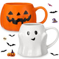 Halloween Pumpkin & Ghost Ceramic Mug Set - 14oz Cute Coffee Cups - Variation 2