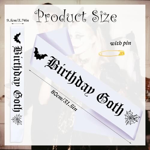 Gothic Birthday Sash with Glitter Black Letters for Halloween & Themed Parties