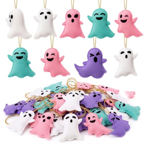 Pastel Halloween Ghost Ornaments - Set of 48 Felt Hanging Decorations for DIY & Parties - Variation: Ghost