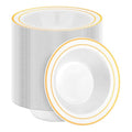 Disposable Soup Bowls with Gold Rim - 200 Pack, Heavy Duty, 12oz