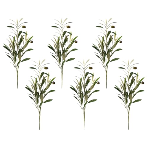 Artificial Olive Branches Set - 6 Pieces, 17.7 Inch Lifelike Faux Foliage for Home Decor