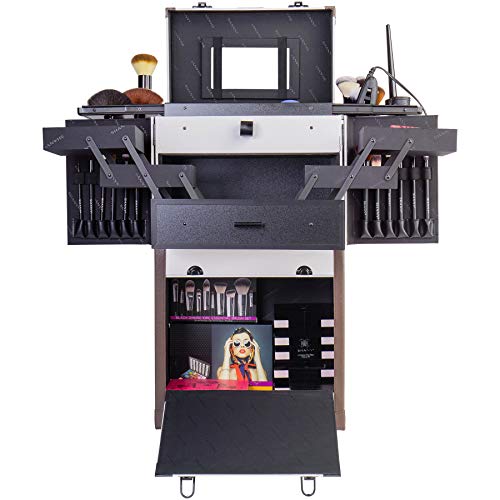 Pro Makeup Artist Trolley Case - Large White Rebel Series with Lockable Compartments