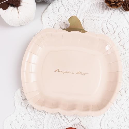 Fall Pumpkin Paper Plates 40 Pack, 9 Inch Thanksgiving Tableware, Autumn Party Decor
