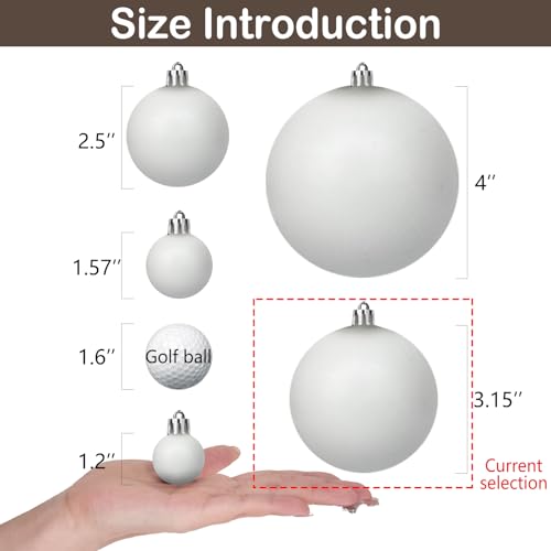 Emopeak 16-Pack White Christmas Balls Ornaments 3.15 Inch - Holiday Tree Decor