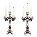 2pcs Gothic Skull Candle Holders for Halloween Decoration, Resin Skeleton Candlesticks