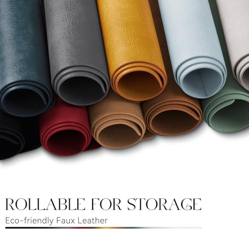 Black Faux Leather Placemats Set of 6 - Rectangular, Durable & Waterproof