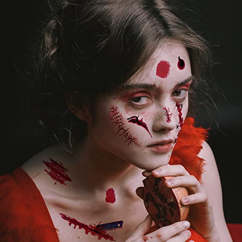 Halloween Scar Temporary Tattoos 154pcs Waterproof Fake Wounds & Vampire Bites