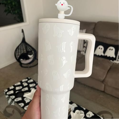 Halloween Ghost Silicone Straw Toppers for 30/40oz Tumblers - Dust-Proof & Reusable
