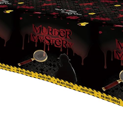 Murder Mystery Tablecloth Decorations Set - 55x86 Inches, 3 Pack