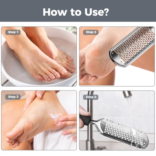 Foot File Callus Remover Pedicure Tool for Dead Skin Removal - Black