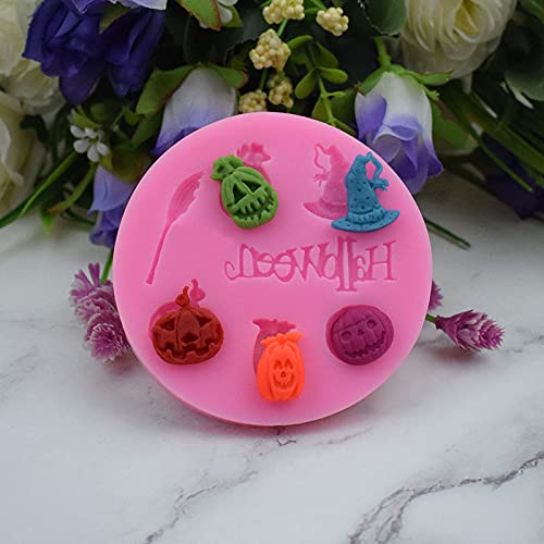 Mini Halloween Cake Fondant Molds Set - Bat Pumpkin Spider Skull Shapes for Cupcake Decorating