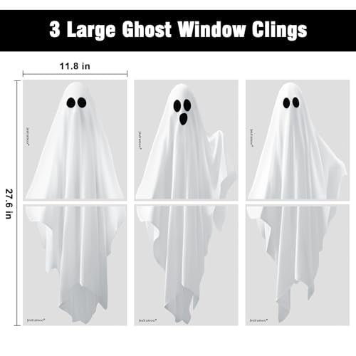 Large Ghost Window Clings Halloween Decorations Set - Spooky Mirror Decals