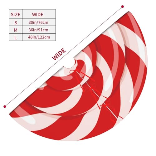 Christmas Tree Skirt 36 Inch Lollipop Candy Swirl Festive Decor - Red & White