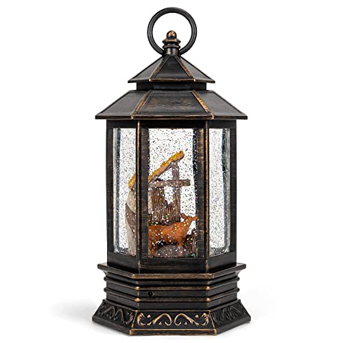Holiday Water Lanterns 10 Inch Nativity Musical Lighted Water Lantern