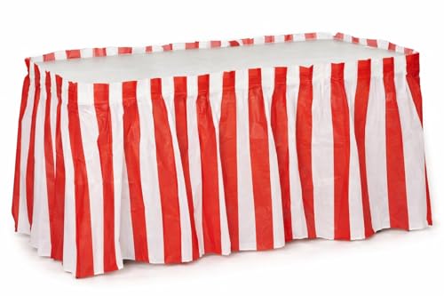 Red and White Carnival Table Skirt Set - 2 Pack, 14 Ft x 29 In