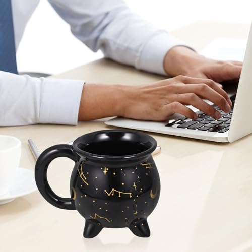 Black Halloween Witch Cauldron Mug - 10 Oz Novelty Ceramic Coffee Cup