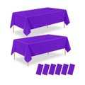 F01 Purple 6 Pack Disposable Plastic Rectangle Tablecloths 54x108 Inches - Party & Event Decor