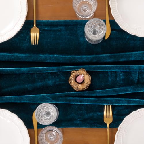 4-Pack Peacock Velvet Table Runner 20 x 120 Inches Fall Wedding Party Decor