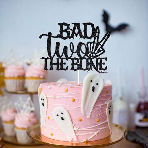Skull Cake Topper for 2nd Birthday Halloween Party Decorations - Spooky Cake Decor