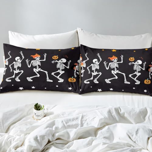 Halloween Skull Duvet Cover Set for Kids & Teens - Twin Size, Multi 111 Variation