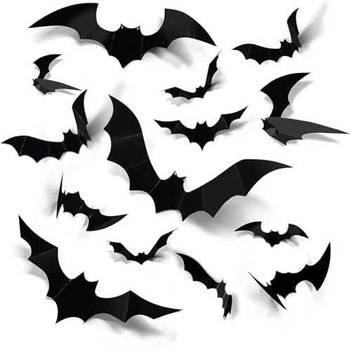 120PCS Halloween 3D Bat and Spider Wall Decals Set - Realistic PVC Decorations for Party & Home