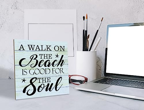 Beach Wood Sign - A Walk on the Beach Is Good for the Soul - Rustic Plaque, Seaside Home Decor, Beach Sign 04