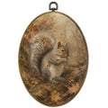 Fall Forest Squirrel Canvas Wall Art - Oval Framed Decor 11x8.5 Inch - Variation: Squirrel